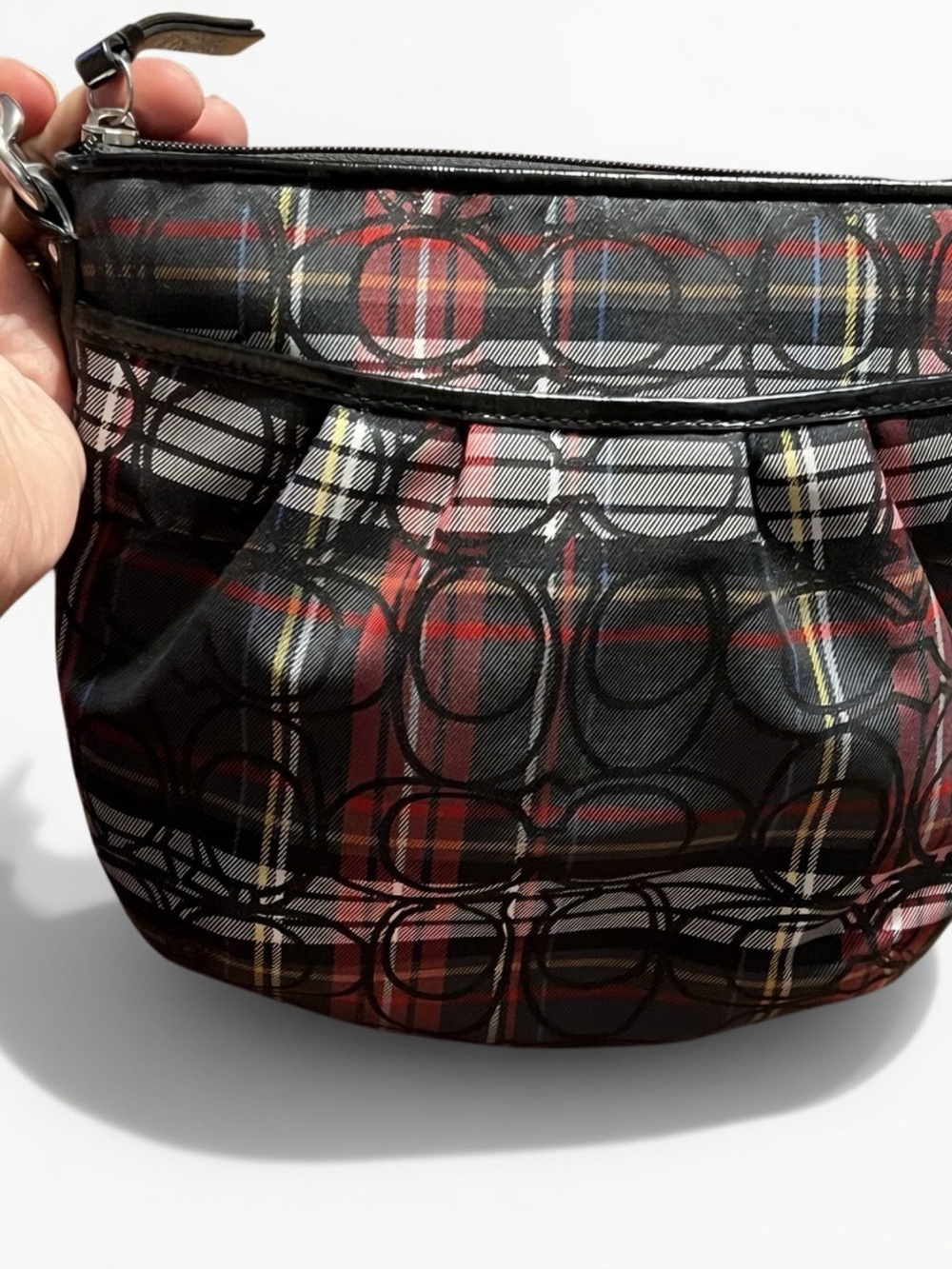 Coach Black and Red Plaid Tartan Signature Crossbody - Picture 3 of 12